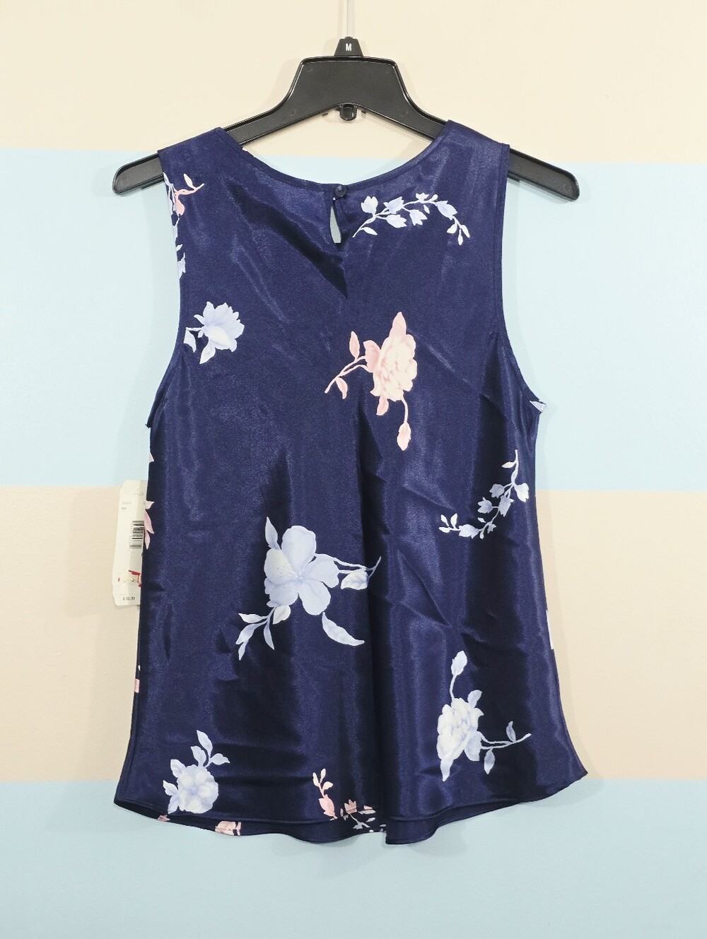 Jones New York Navy Floral Satin Camisole with Pink & White Blooms - Picture 4 of 7